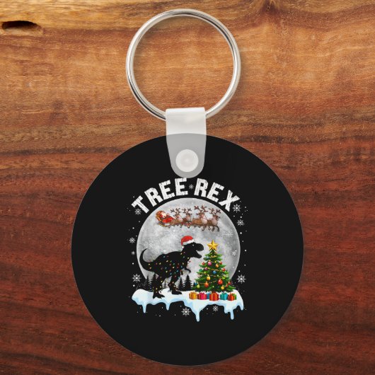 Tree Rex Christmas Dinosaur T-rex Xmas Pajama Men Sleutelhanger (Voorkant)