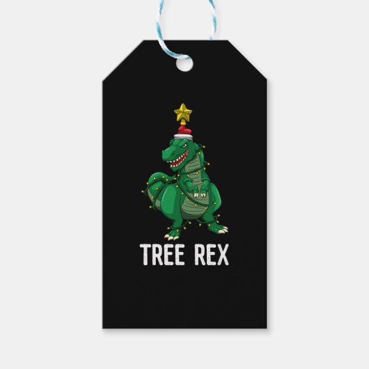 Tree Rex Christmas Dinosaurus T-Rex Jongens Kinder Cadeaulabel (Voorkant)