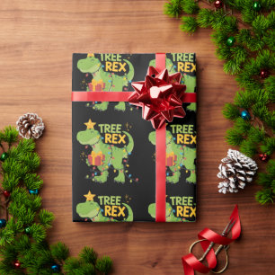 Tree Rex Dinosaur Familie Kerst Groep Matching Cadeaupapier