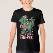 Tree-Rex Dinosaurier - T-Rex mit Lichterkette Tri-Blend Shirt (Voorkant)