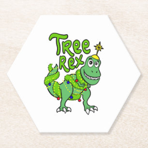 Tree Rex Dinosaurus Tyrannosaurus T-Rex Christmas Kartonnen Onderzetters