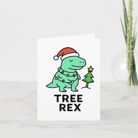 Tree Rex - Funny Christmas Card Feestdagen Kaart (Voorkant)
