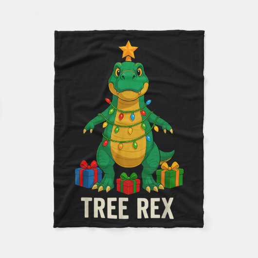 Tree Rex Funny Dinosaur Christmas Fleece Deken (Voorkant)