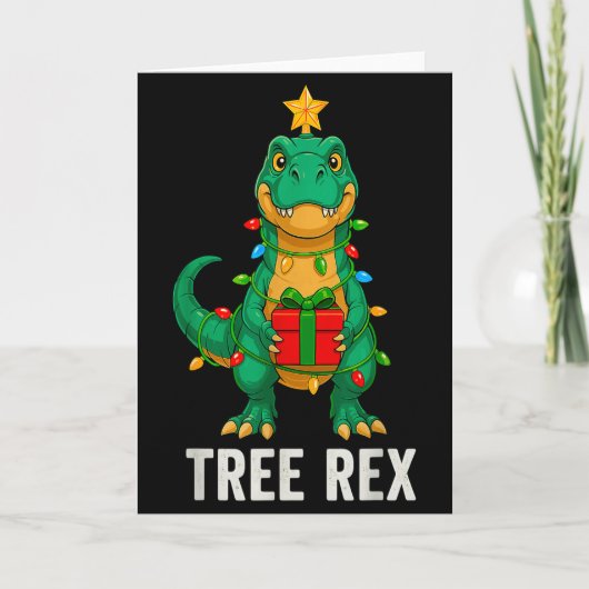Tree Rex Funny Dinosaur Christmas  Kaart (Voorkant)