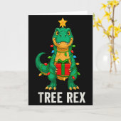 Tree Rex Funny Dinosaur Christmas  Kaart (Gele Bloem)