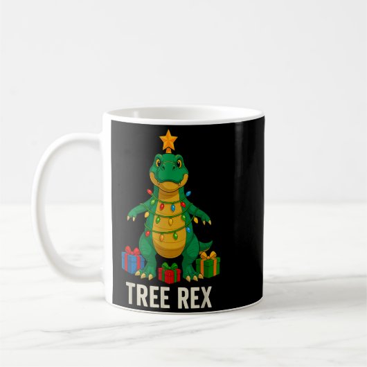 Tree Rex Funny Dinosaur Christmas Koffiemok (Links)