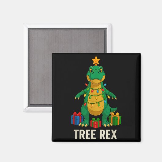 Tree Rex Funny Dinosaur Christmas Magneet (Voorkant / Achterkant)