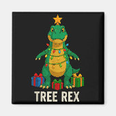 Tree Rex Funny Dinosaur Christmas Magneet (Voorkant)