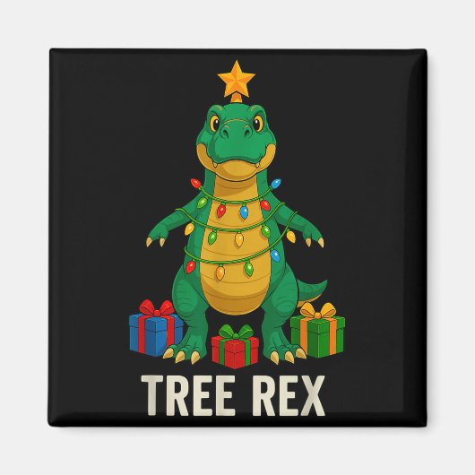 Tree Rex Funny Dinosaur Christmas  Magneet (Voorkant)