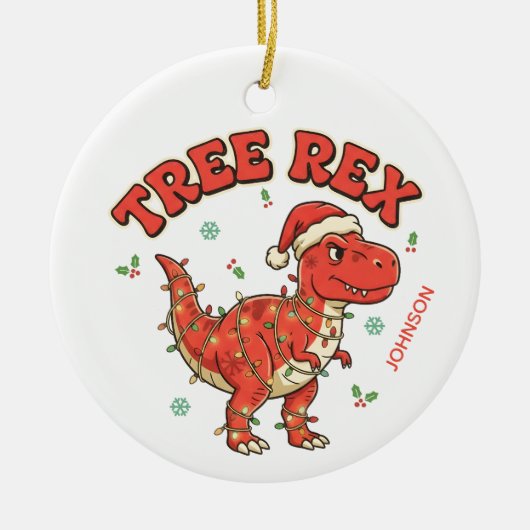 Tree Rex Funny Dinosaur Christmas Ornament Gift (Voorkant)