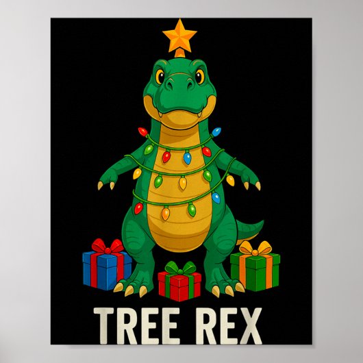 Tree Rex Funny Dinosaur Christmas Poster (Voorkant)