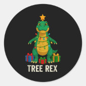 Tree Rex Funny Dinosaur Christmas  Ronde Sticker (Voorkant)