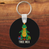 Tree Rex Funny Dinosaur Christmas Sleutelhanger (Voorkant)