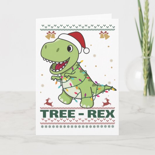 Tree-Rex Funny Dinosaur Pun T-Rex Card Kaart (Voorkant)