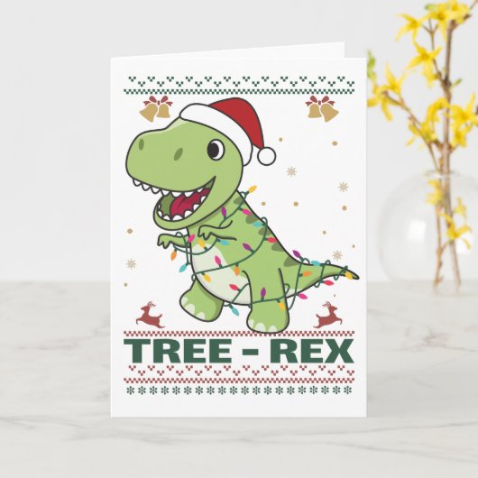 Tree-Rex Funny Dinosaur Pun T-Rex Card Kaart (Gele Bloem)