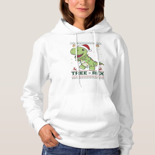Tree-Rex Funny Dinosaur Pun T-Rex Hoodie (Voorkant)
