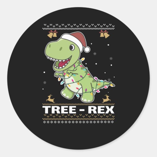 Tree-Rex Funny Dinosaur Pun T-Rex Ronde Sticker (Voorkant)