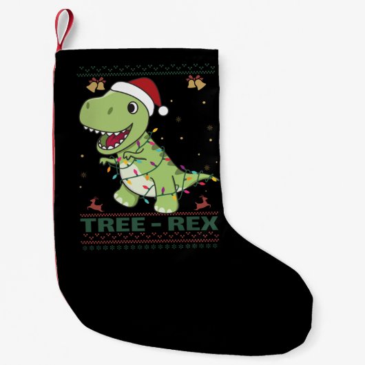 Tree-Rex Funny Dinosaur Pun T-Rex volwassen waskan Kleine Kerstsok (Voorkant)