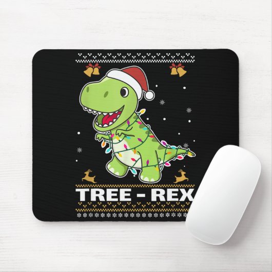 Tree Rex Funny Tyrannosaurus Rex Christmas Pun Muismat (Met muis)