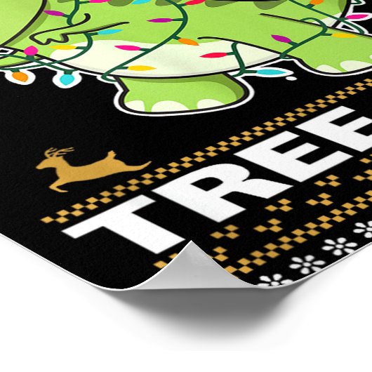 Tree Rex Funny Tyrannosaurus Rex Christmas Pun  Poster (Hoek)