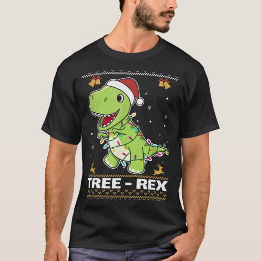 Tree Rex Funny Tyrannosaurus Rex Christmas Pun T-shirt (Voorkant)