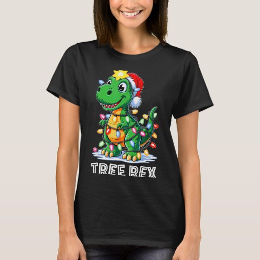 Tree Rex Funny Xmas T Rex Christmas Dinosaur Boys  T-shirt (Voorkant)
