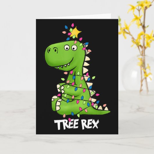 Tree Rex Funny Xmas Trex Boys Toddler Christmas Di Kaart (Gele Bloem)