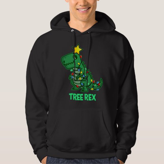 Tree Rex Grappig Retro Kerstmis Dino Hoodie (Voorkant)