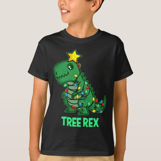 Tree Rex Grappig Retro Kerstmis Dino T-shirt (Voorkant)