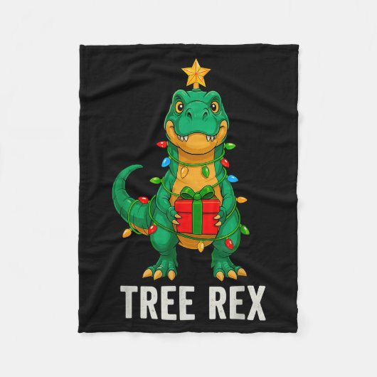 Tree Rex Grappige Dinosaurus Kerst Fleece Deken (Voorkant)