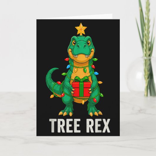 Tree Rex Grappige Dinosaurus Kerst Kaart (Voorkant)