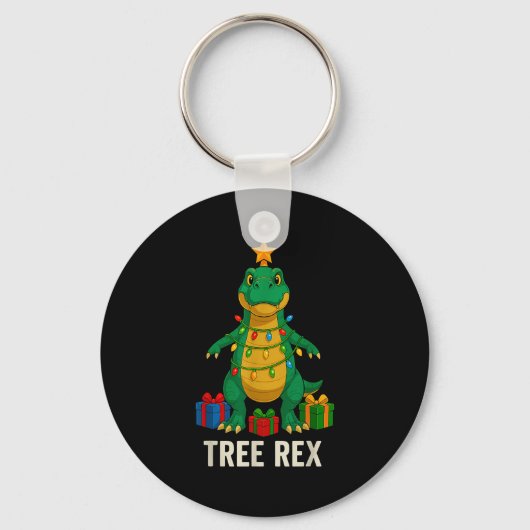 Tree Rex Grappige Dinosaurus Kerst Sleutelhanger (Voorkant)