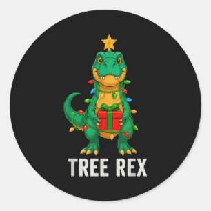 Tree Rex Grappige Dinosaurus Kerstmis  Ronde Sticker