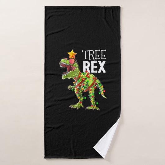 Tree Rex Kerstverlichting Dinosaurus Badhanddoek (Badhanddoek)