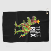 Tree Rex Kerstverlichting Dinosaurus Golfhanddoek (Horizontaal)