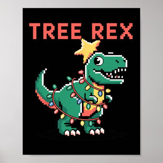 Tree Rex Lelijk Kersttrui Dinosaur Kerstmis Poster (Voorkant)