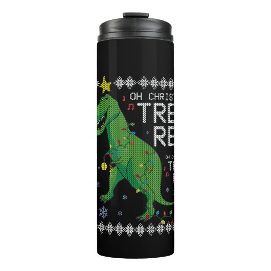 Tree Rex Lelijke Kersttrui Dino T-rex Funny O Thermosbeker (Voorkant)