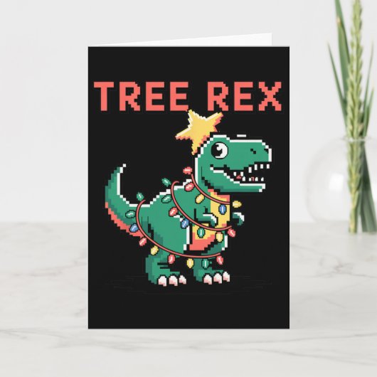 Tree Rex Lelijke Kersttrui Dinosaur Kerstmis Kaart (Voorkant)
