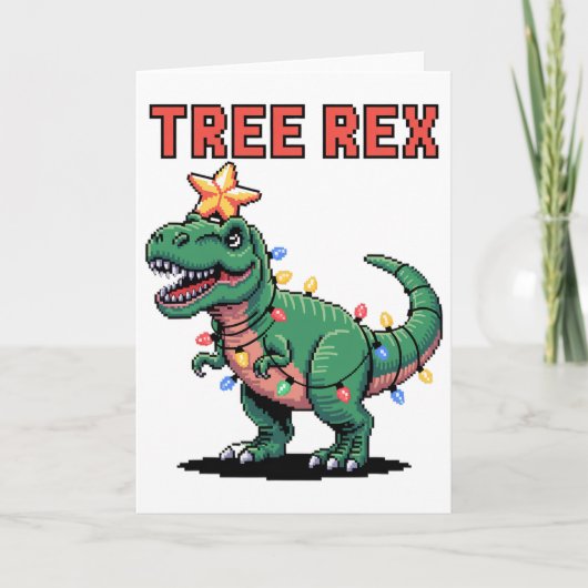 Tree Rex lelijke kersttrui dinosaurus Kaart (Voorkant)
