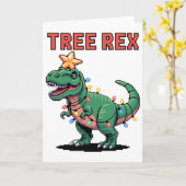 Tree Rex lelijke kersttrui dinosaurus Kaart (Gele Bloem)