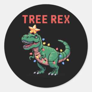 Tree Rex lelijke kersttrui dinosaurus  Ronde Sticker