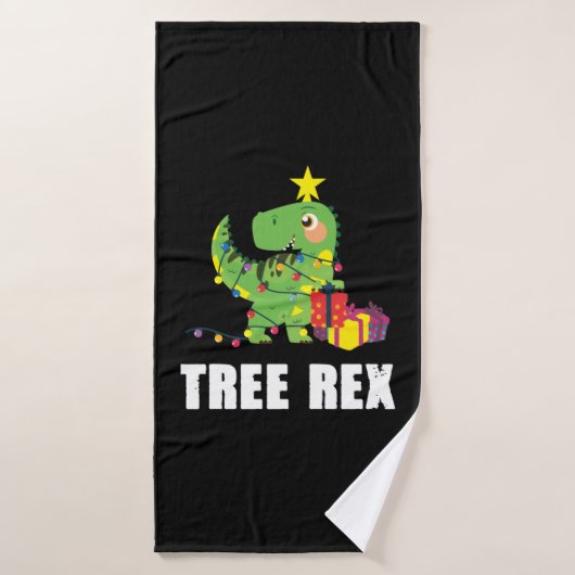 Tree Rex met kerstballen - grappige dino boom Badhanddoek (Badhanddoek)
