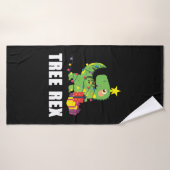 Tree Rex met kerstballen - grappige dino boom Badhanddoek (Badhanddoek)