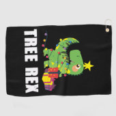 Tree Rex met kerstballen - grappige dino boom Golfhanddoek (Horizontaal)