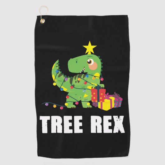 Tree Rex met kerstballen - grappige dino boom Golfhanddoek (Voorkant)