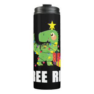 Tree Rex met kerstballen - grappige dino boom Thermosbeker