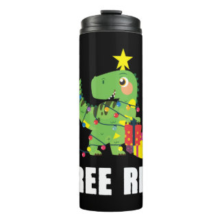 Tree Rex met kerstballen - grappige dino boom Thermosbeker