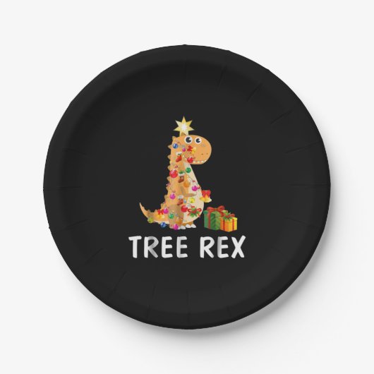 Tree Rex Pun Kerstmis Dinosaurus Papieren Bordje (Voorkant)