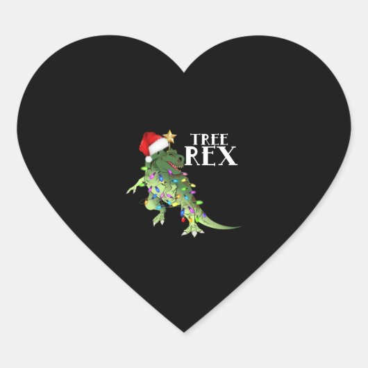 TREE REX SANTA HOED DINOSAURUS KERSTVERLICHTING T- HART STICKER (Voorkant)