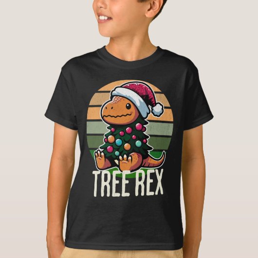 Tree Rex - Schattigee Cartoon dinosaurus in feeste T-shirt (Voorkant)